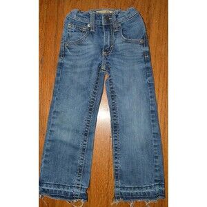 Wrangler 20X Boys Jeans Sz 4 Slim Blue Denim Western Bootcut Distressed Hem